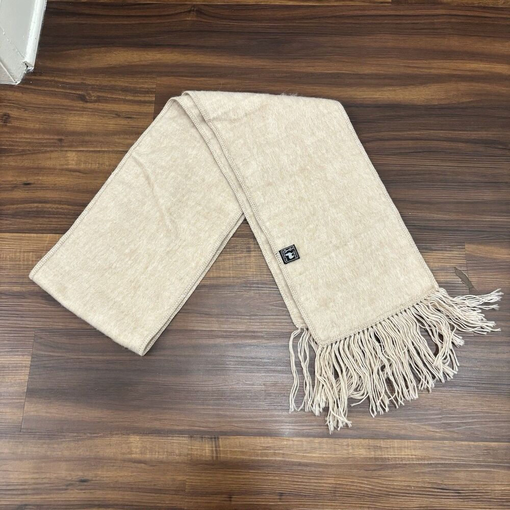 Alpaca Peru Diana Cream Fringe Scarf Winter Cold Weather